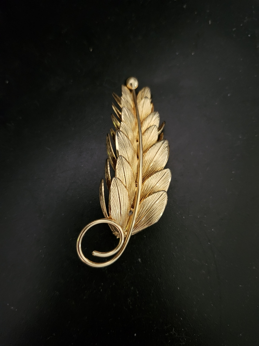Gold Leaf Feather Brooch - Unbranded